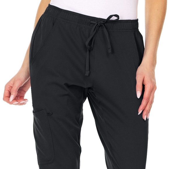 MediChic Medical Uniform Mini Marilyn Mock Jogger Scrub Set BLACK - Picture 3 of 5